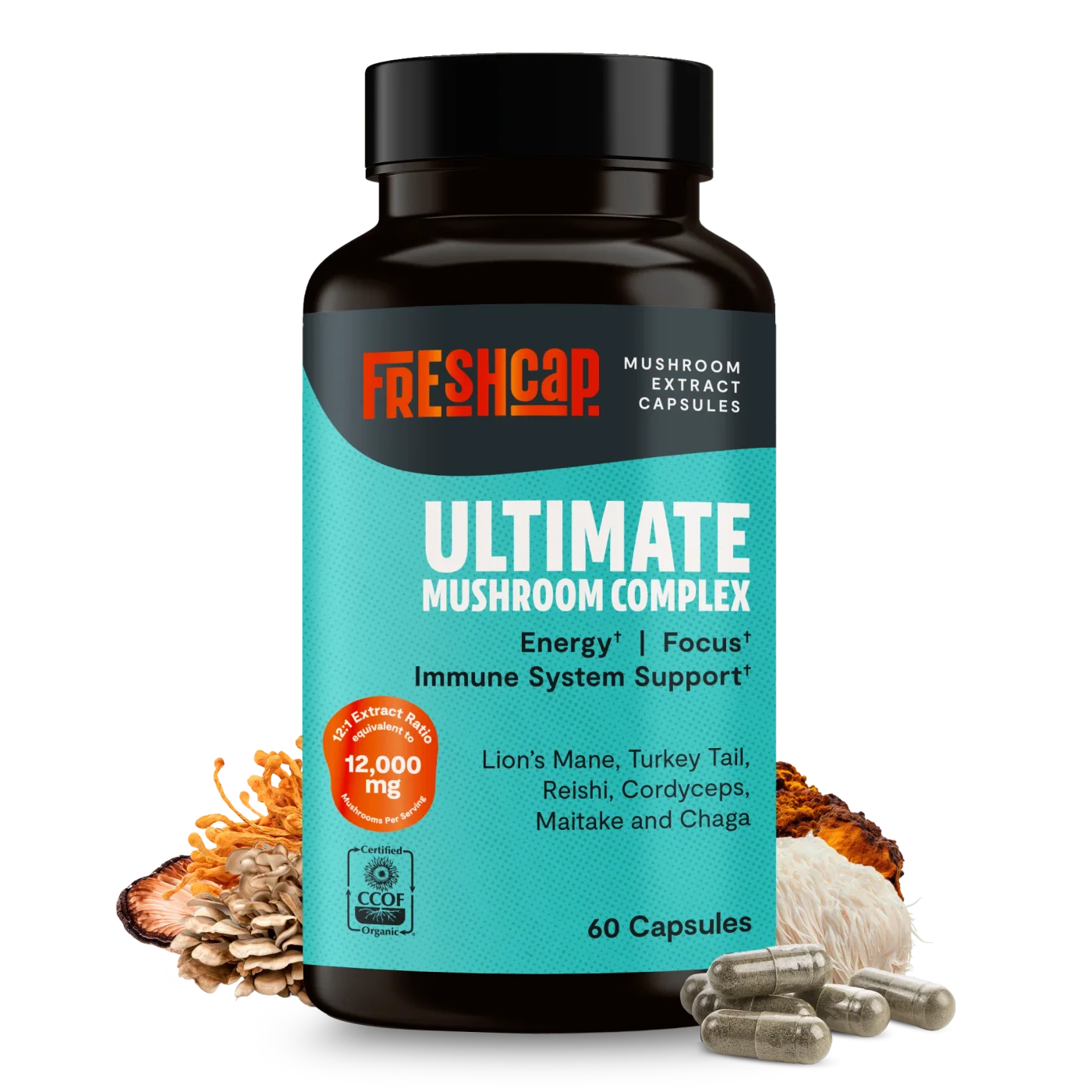 Organic Mushroom Complex Supplement Capsules
